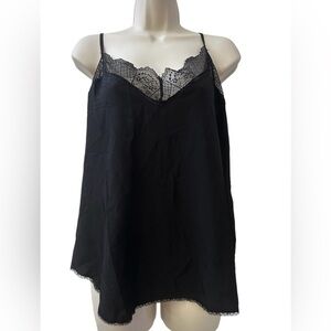 Summer 10 Women’s Black Lace Trim Camisole Adjustable Straps L NWT